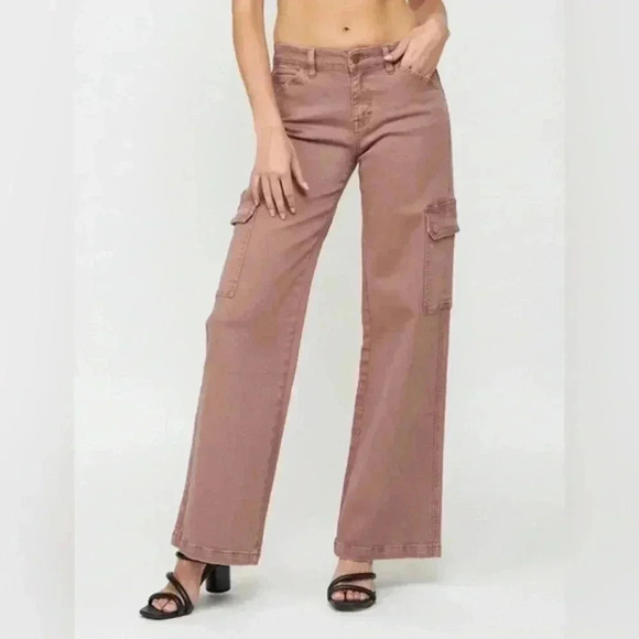 Altar’d State Mica Cargo Pants Pink Size 27 Casual Utility Minimalist Neutral - Picture 1 of 11